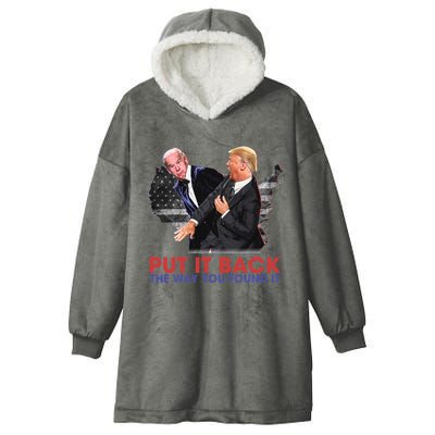 Put It Back The Way You Found It Funny Trump Slap Anti Biden Hooded Wearable Blanket