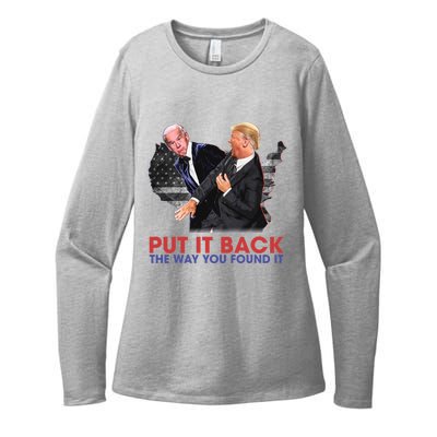 Put It Back The Way You Found It Funny Trump Slap Anti Biden Womens CVC Long Sleeve Shirt