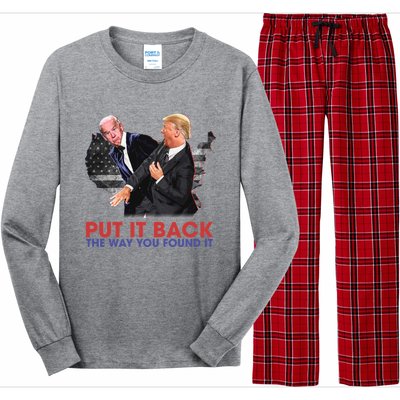 Put It Back The Way You Found It Funny Trump Slap Anti Biden Long Sleeve Pajama Set