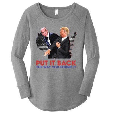 Put It Back The Way You Found It Funny Trump Slap Anti Biden Women's Perfect Tri Tunic Long Sleeve Shirt