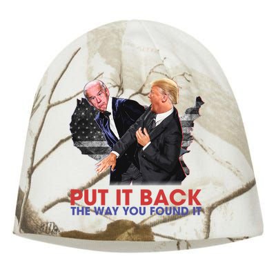 Put It Back The Way You Found It Funny Trump Slap Anti Biden Kati - Camo Knit Beanie