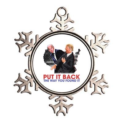 Put It Back The Way You Found It Funny Trump Slap Anti Biden Metallic Star Ornament