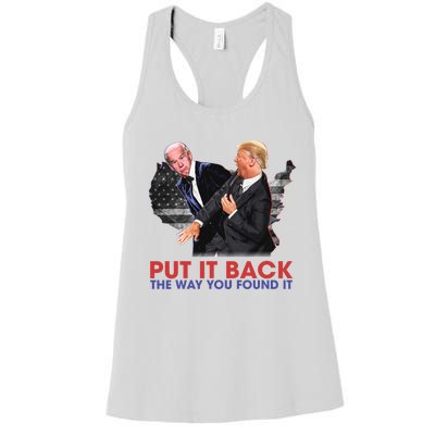 Put It Back The Way You Found It Funny Trump Slap Anti Biden Women's Racerback Tank