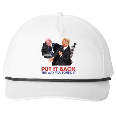 Put It Back The Way You Found It Funny Trump Slap Anti Biden Snapback Five-Panel Rope Hat