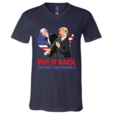 Put It Back The Way You Found It Trump Slap Biden V-Neck T-Shirt