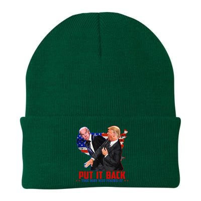 Put It Back The Way You Found It Funny Trump Slap Anti Biden Knit Cap Winter Beanie