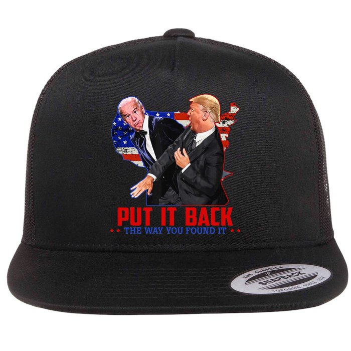 Put It Back The Way You Found It Funny Trump Slap Anti Biden Flat Bill Trucker Hat