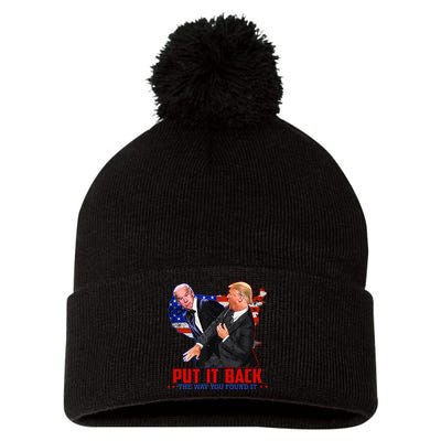 Put It Back The Way You Found It Funny Trump Slap Anti Biden Pom Pom 12in Knit Beanie