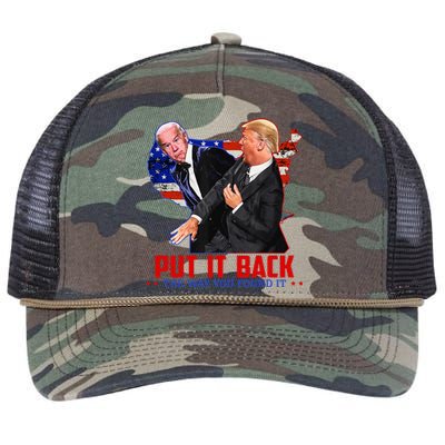 Put It Back The Way You Found It Funny Trump Slap Anti Biden Retro Rope Trucker Hat Cap