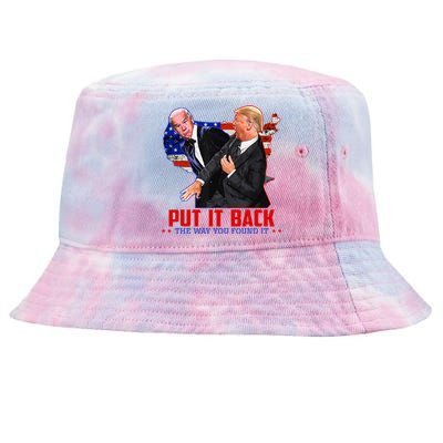 Put It Back The Way You Found It Funny Trump Slap Anti Biden Tie-Dyed Bucket Hat