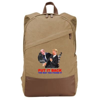 Put It Back The Way You Found It Donald Trump Anti Biden Cotton Canvas Backpack