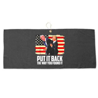 Put It Back The Way You Found It Funny Trump Slap Biden Large Microfiber Waffle Golf Towel