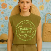 Paddy's Irish Bub Funny St Patricks Day Drinking Garment-Dyed Women's Muscle Tee