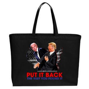 Put It Back The Way You Found It Funny Trump Slap Anti Biden Cotton Canvas Jumbo Tote