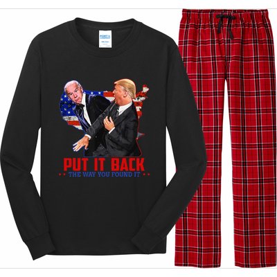 Put It Back The Way You Found It Funny Trump Slap Anti Biden Long Sleeve Pajama Set