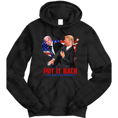 Put It Back The Way You Found It Funny Trump Slap Anti Biden Tie Dye Hoodie