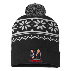 Put It Back The Way You Found It Funny Trump Slap Anti Biden USA-Made Snowflake Beanie