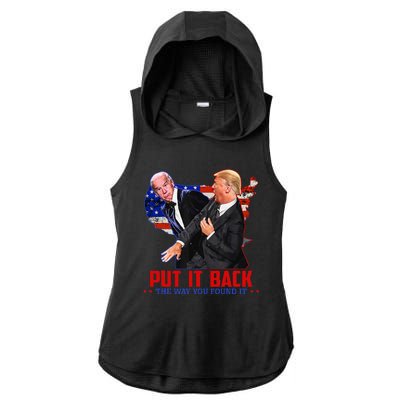 Put It Back The Way You Found It Funny Trump Slap Anti Biden Ladies PosiCharge Tri-Blend Wicking Draft Hoodie Tank