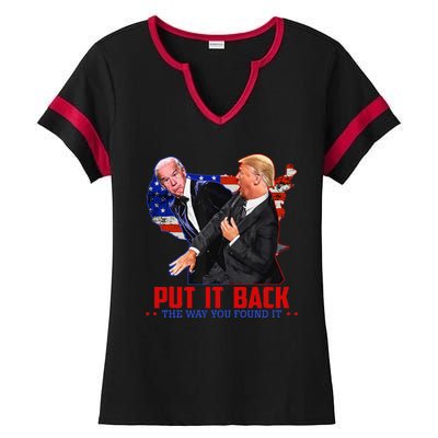 Put It Back The Way You Found It Funny Trump Slap Anti Biden Ladies Halftime Notch Neck Tee