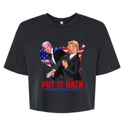 Put It Back The Way You Found It Funny Trump Slap Anti Biden Bella+Canvas Jersey Crop Tee