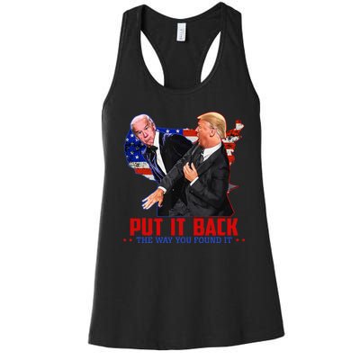 Put It Back The Way You Found It Funny Trump Slap Anti Biden Women's Racerback Tank