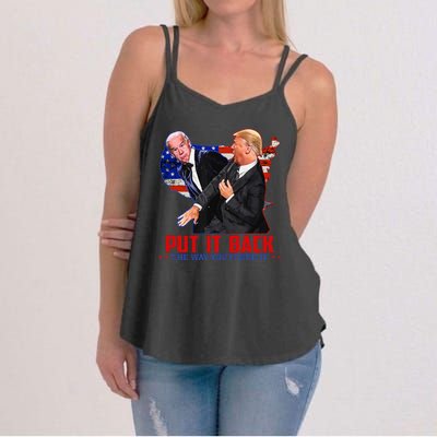 Put It Back The Way You Found It Funny Trump Slap Anti Biden Women's Strappy Tank