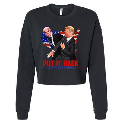 Put It Back The Way You Found It Funny Trump Slap Anti Biden Cropped Pullover Crew