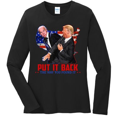 Put It Back The Way You Found It Funny Trump Slap Anti Biden Ladies Long Sleeve Shirt