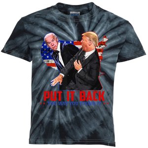 Put It Back The Way You Found It Funny Trump Slap Anti Biden Kids Tie-Dye T-Shirt