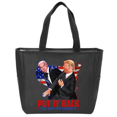 Put It Back The Way You Found It Funny Trump Slap Anti Biden Zip Tote Bag
