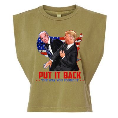 Put It Back The Way You Found It Funny Trump Slap Anti Biden Garment-Dyed Women's Muscle Tee