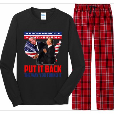 Put It Back The Way You Found It Funny Trump Slap Anti Biden Long Sleeve Pajama Set