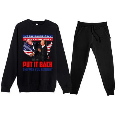 Put It Back The Way You Found It Funny Trump Slap Anti Biden Premium Crewneck Sweatsuit Set