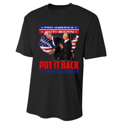 Put It Back The Way You Found It Funny Trump Slap Anti Biden Performance Sprint T-Shirt