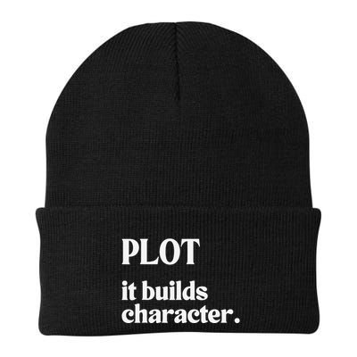 Plot It Builds Character Funny Book English Teacher Reading Knit Cap Winter Beanie