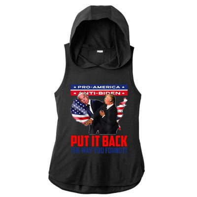 Put It Back The Way You Found It Funny Trump Slap Anti Biden Ladies PosiCharge Tri-Blend Wicking Draft Hoodie Tank