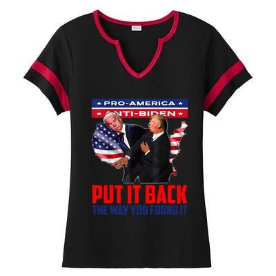 Put It Back The Way You Found It Funny Trump Slap Anti Biden Ladies Halftime Notch Neck Tee