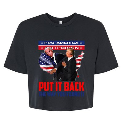 Put It Back The Way You Found It Funny Trump Slap Anti Biden Bella+Canvas Jersey Crop Tee