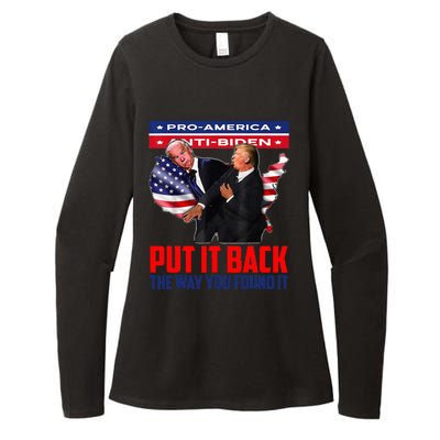 Put It Back The Way You Found It Funny Trump Slap Anti Biden Womens CVC Long Sleeve Shirt