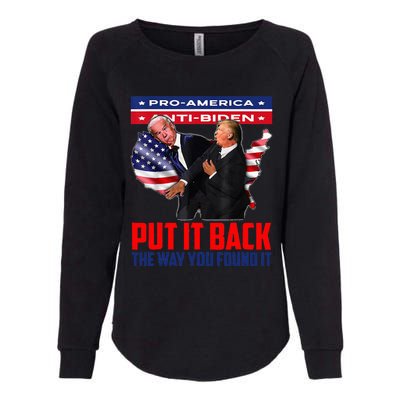 Put It Back The Way You Found It Funny Trump Slap Anti Biden Womens California Wash Sweatshirt