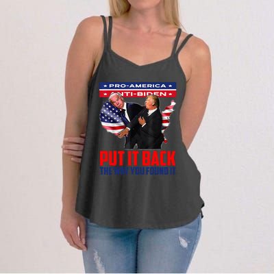 Put It Back The Way You Found It Funny Trump Slap Anti Biden Women's Strappy Tank