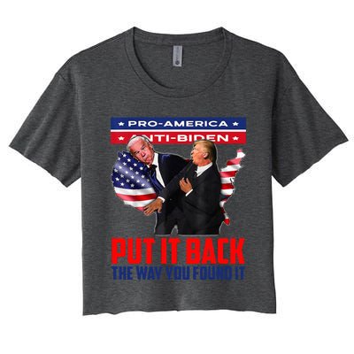 Put It Back The Way You Found It Funny Trump Slap Anti Biden Women's Crop Top Tee