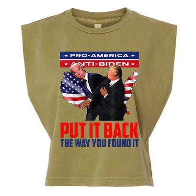 Put It Back The Way You Found It Funny Trump Slap Anti Biden Garment-Dyed Women's Muscle Tee