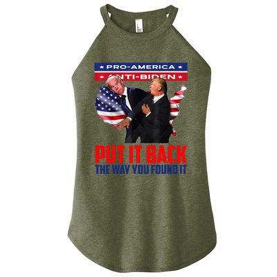 Put It Back The Way You Found It Funny Trump Slap Anti Biden Women's Perfect Tri Rocker Tank