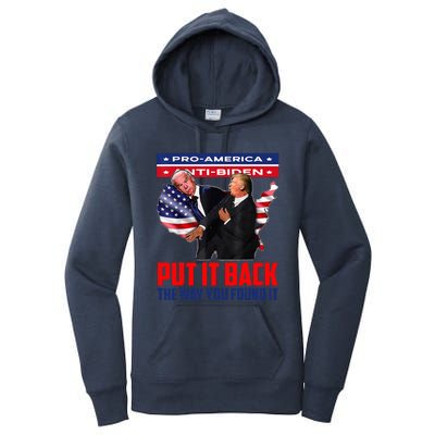 Put It Back The Way You Found It Funny Trump Slap Anti Biden Women's Pullover Hoodie