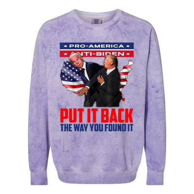 Put It Back The Way You Found It Funny Trump Slap Anti Biden Colorblast Crewneck Sweatshirt