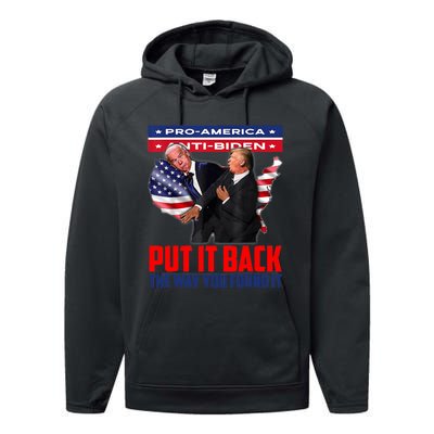 Put It Back The Way You Found It Funny Trump Slap Anti Biden Performance Fleece Hoodie