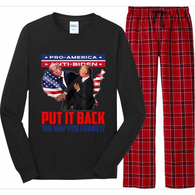 Put It Back The Way You Found It Funny Trump Slap Anti Biden Long Sleeve Pajama Set