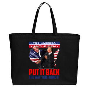 Put It Back The Way You Found It Funny Trump Slap Anti Biden Cotton Canvas Jumbo Tote