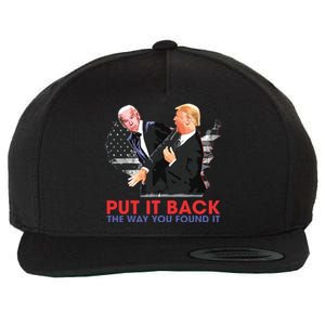 Put It Back The Way You Found It Funny Trump Slap Anti Biden Wool Snapback Cap